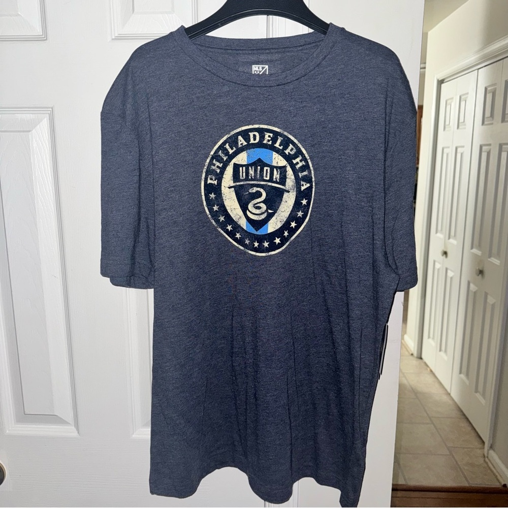 Philadelphia Union MLS Men's Short Sleeve Crew Neck T-Shirt Blue Heather Size L
